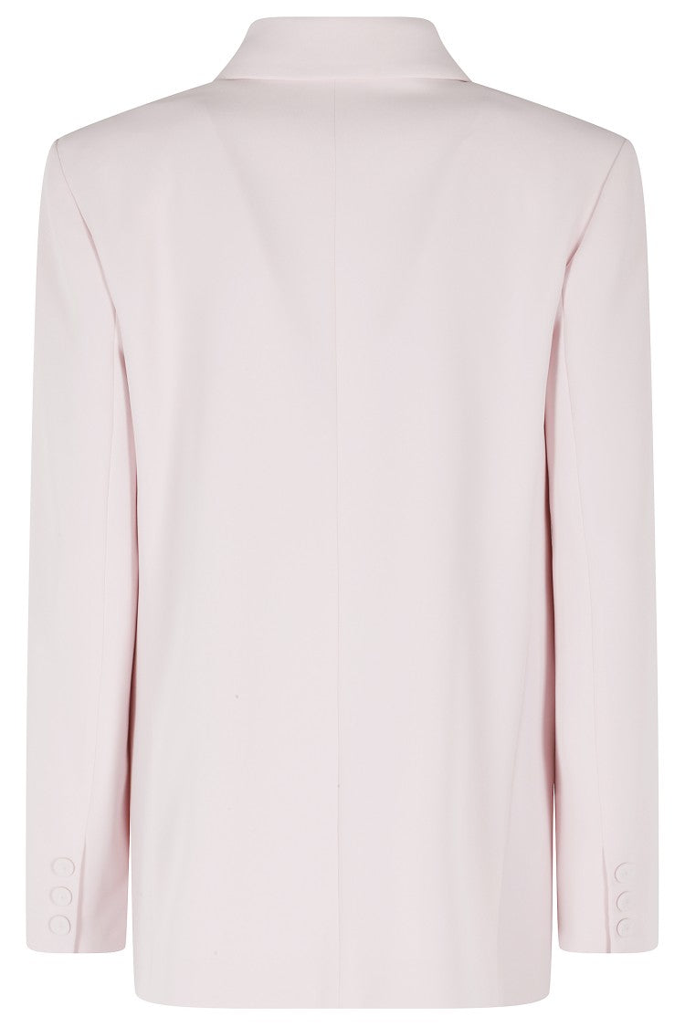 Federica Tosi Pink Cady Double-Breasted Padded-Epaulettes Polyester Blazer