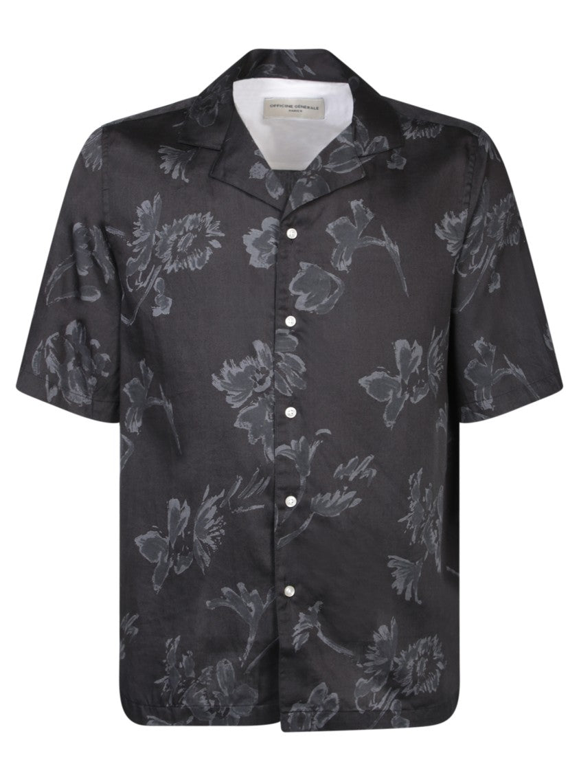 Officine Generale Cotton Shirt With Floral Pattern And Loose Fit