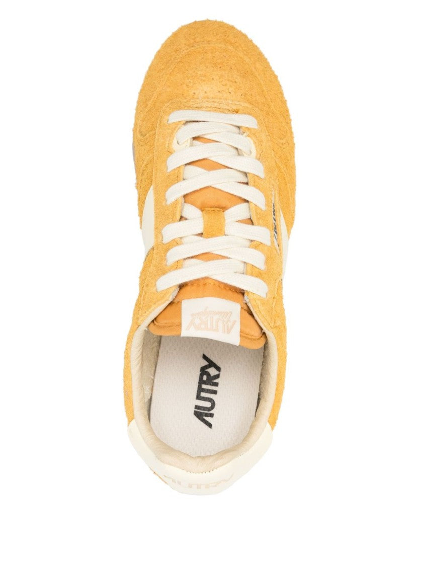 Autry Textured Yellow Suede Sneakers