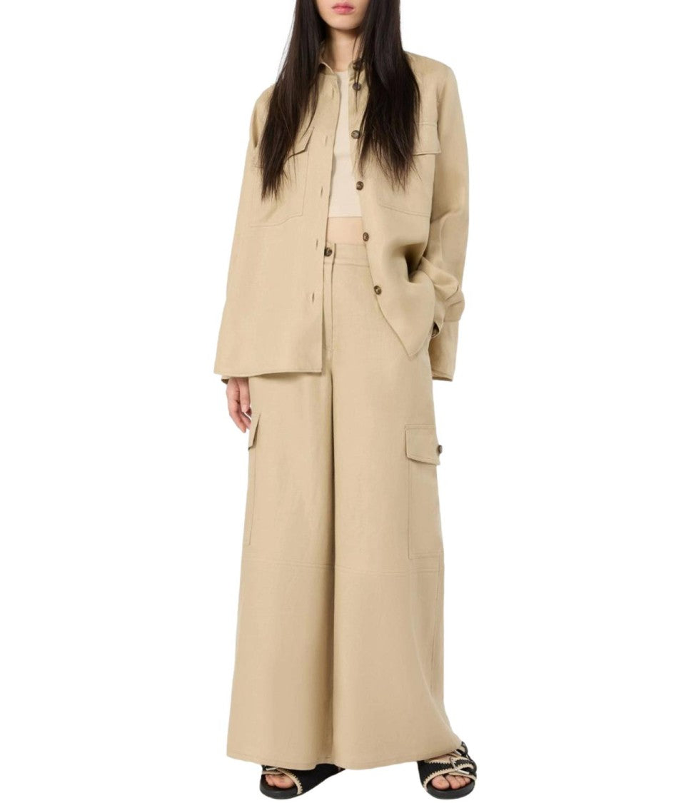 Max Mara Beige Button-Up Shirt Jacket With Classic Collar