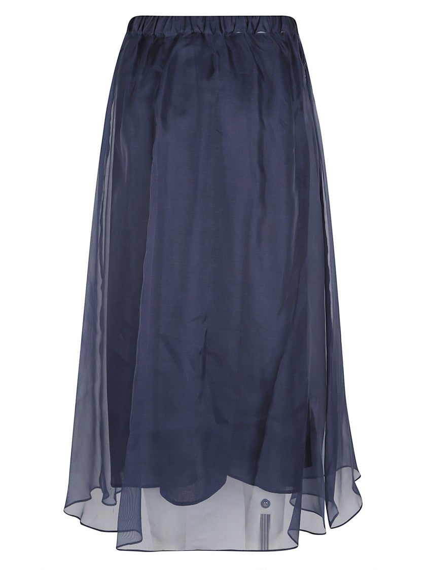 Max Mara Flared Midi Skirt With Pleated Detailing In Silk