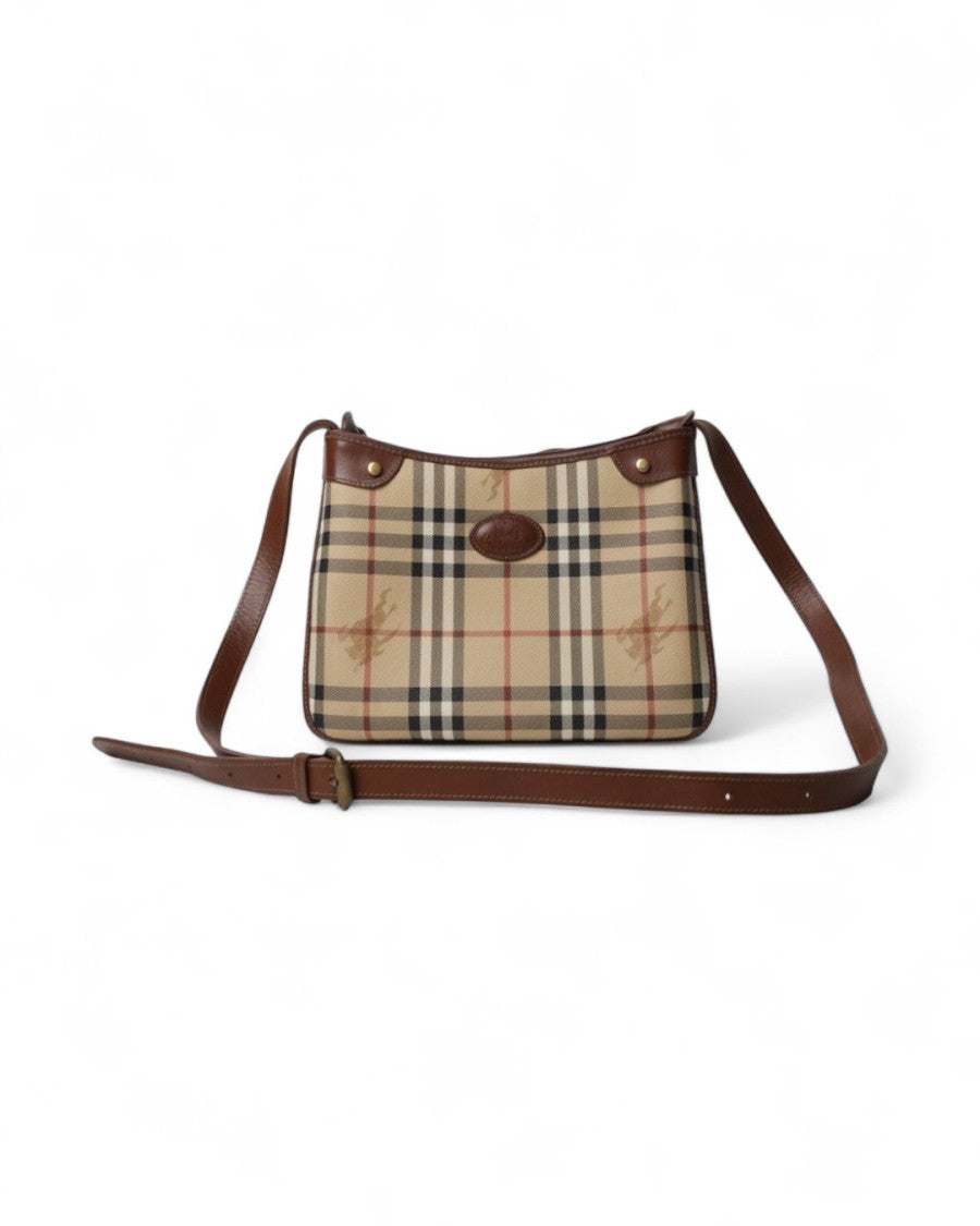 Burberry Square Check Crossbody Bag In Brown