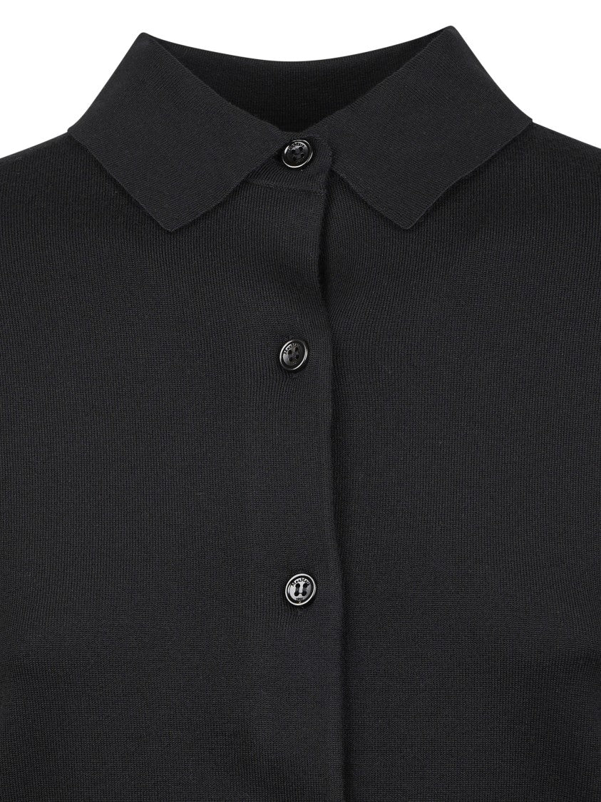 Max Mara Fitted Black Cardigan With Classic Collar