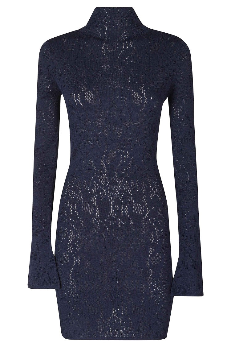 Dondup Slim-Fit Mini Dress With High Neckline And Tribal Jacquard