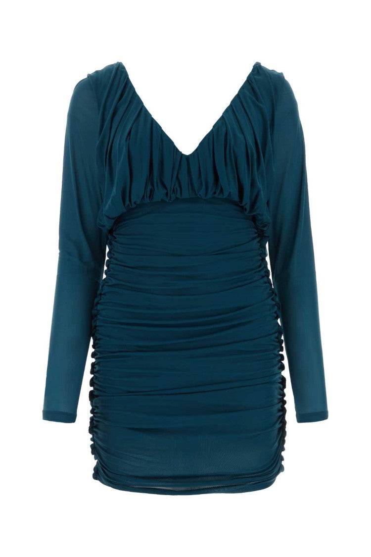 Saint Laurent Teal Green Jersey Mini Dress
