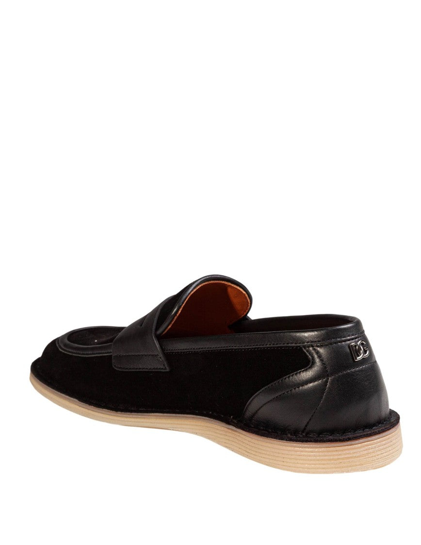 Dolce & Gabbana Black Split Calfskin Slippers