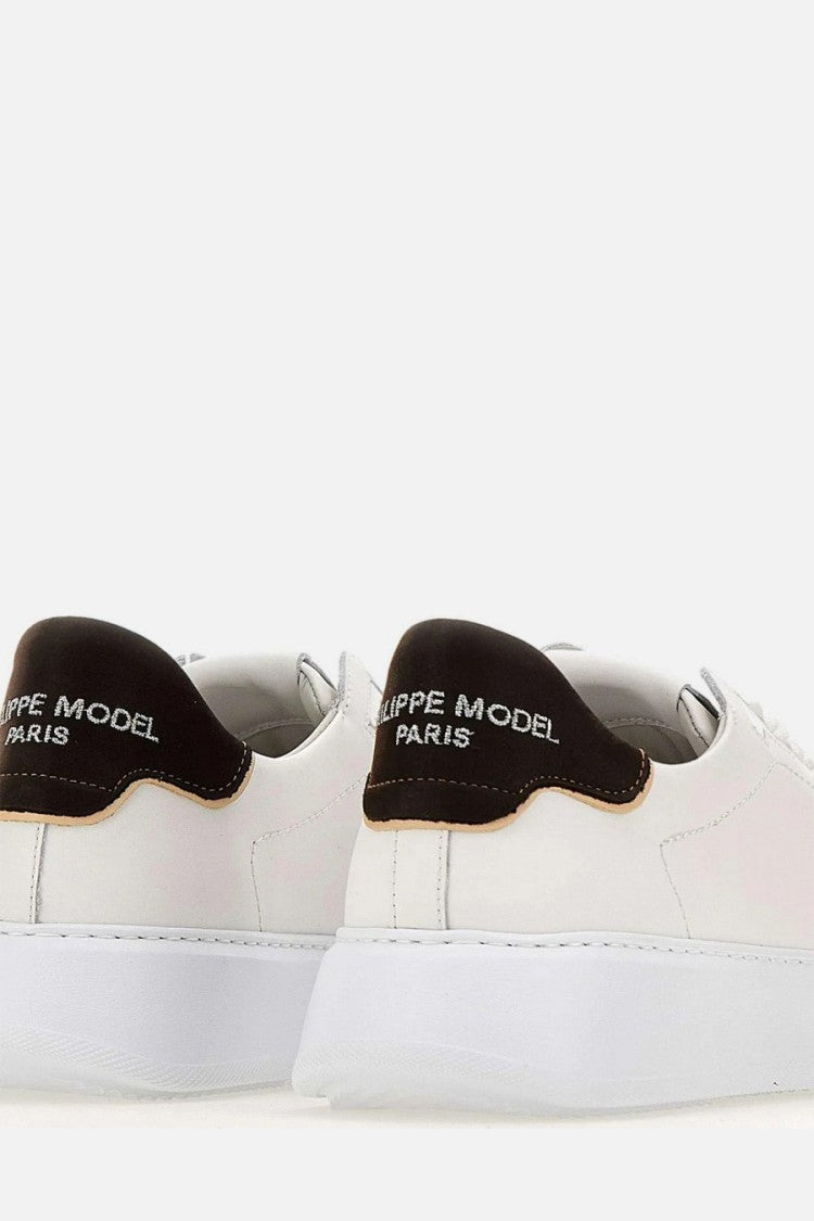 Philippe Model White Temple Contrast Heel Spoiler Leather Sneakers