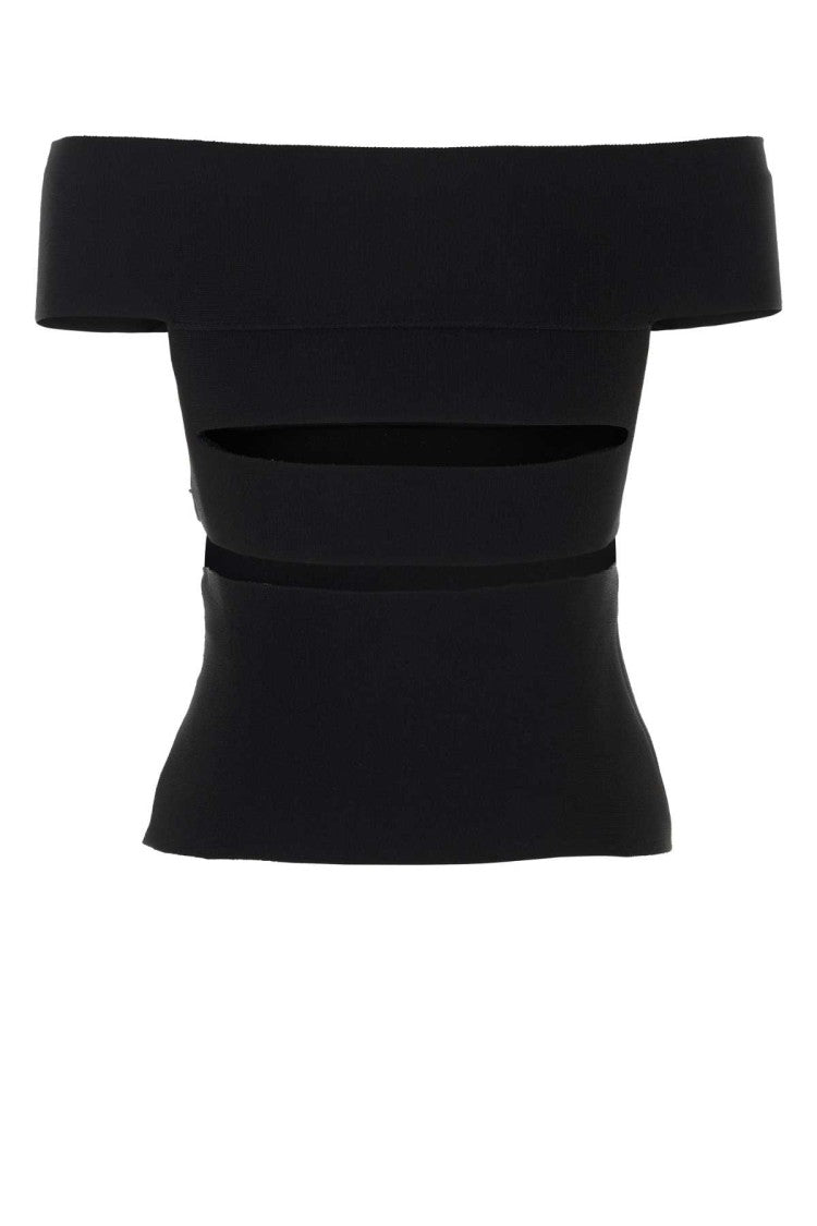 Alexander Mcqueen Black Stretch Viscose Blend Top