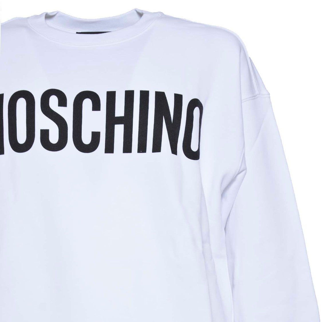 Moschino White Cotton Crewneck Sweatshirt With Logo Print