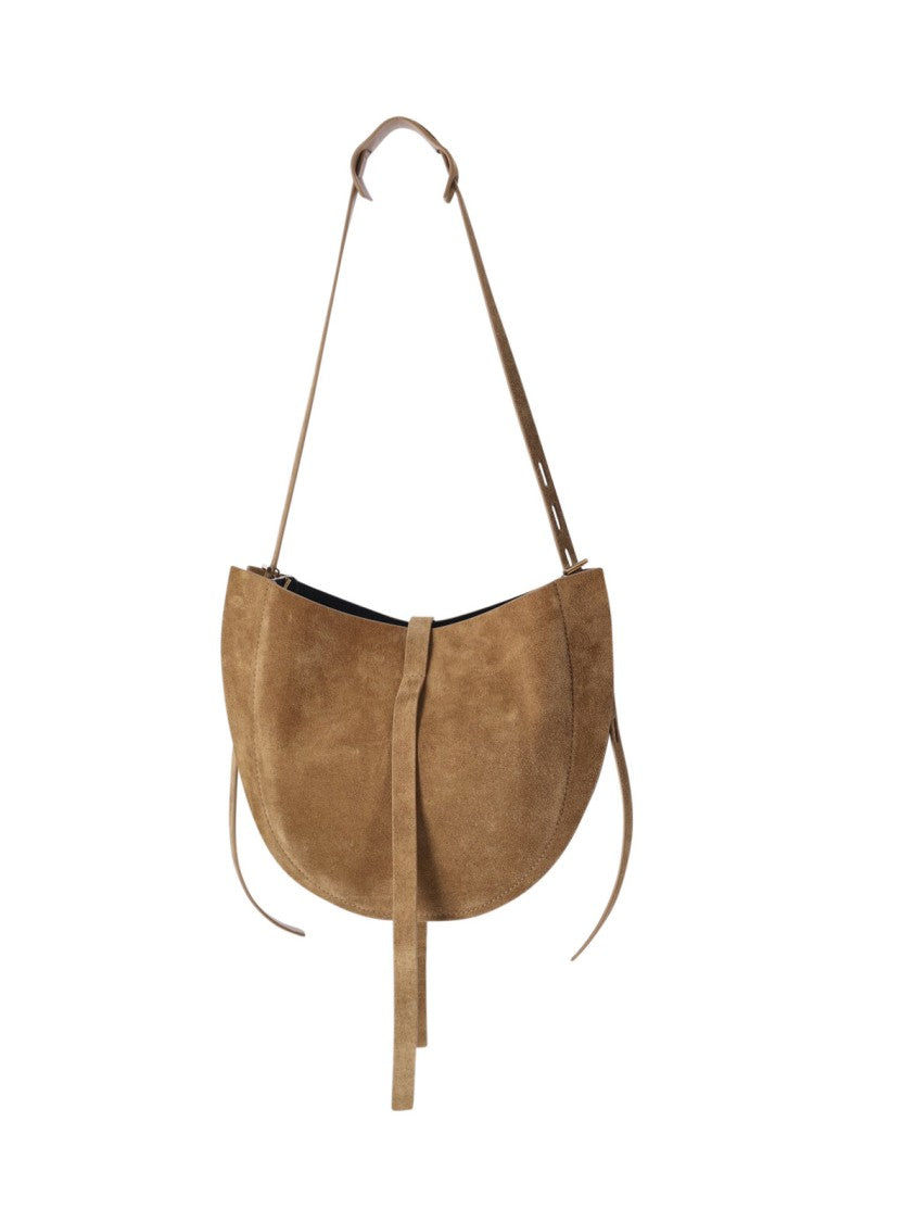 Minobossi Beige Lizzie Calfskin Suede Top-Handle Shoulder Bag