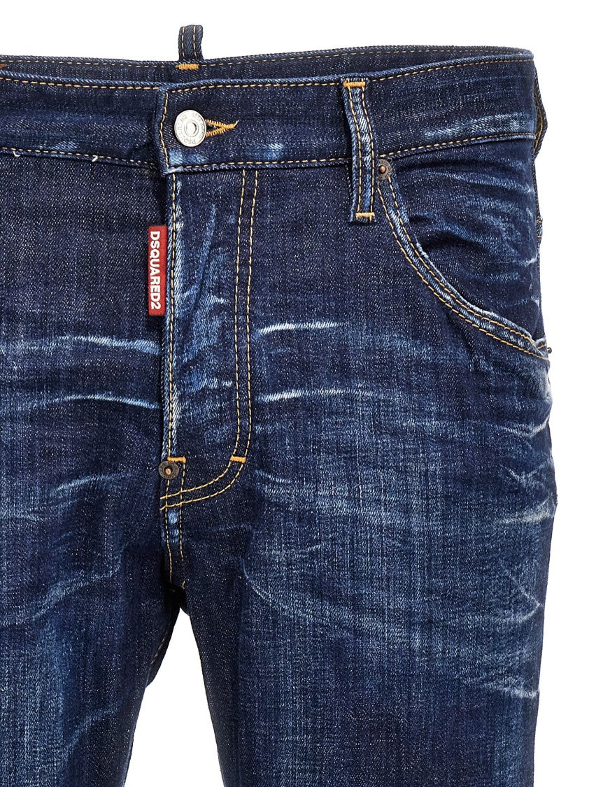 Dsquared2 Used-Effect Cotton Denim Skater Jeans