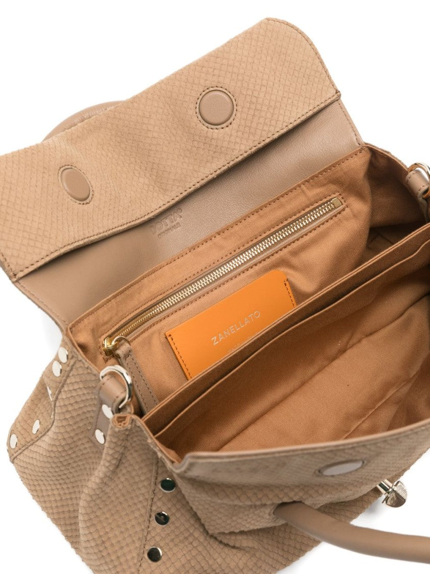 Zanellato Textured Beige Handbag With Turn-Lock Closure