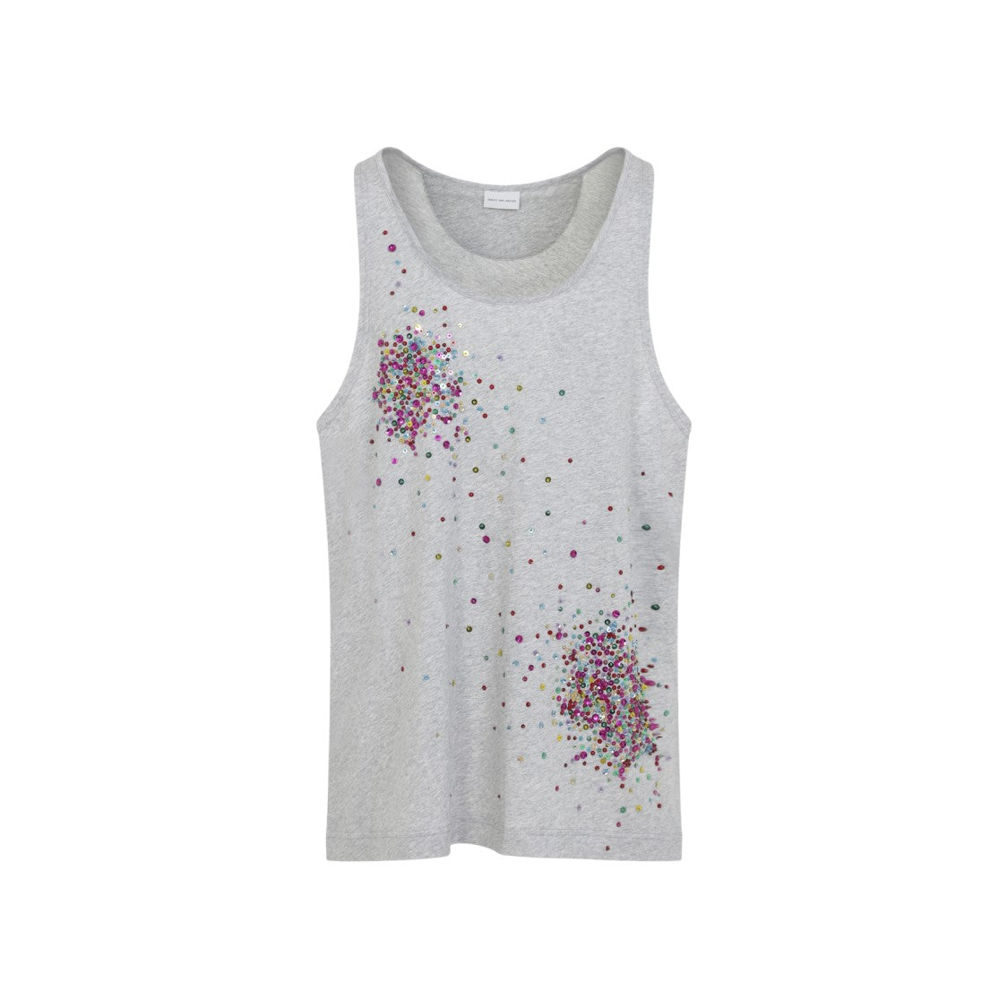 Dries Van Noten Sleeveless Cotton Top With Asymmetric Sequin Detail