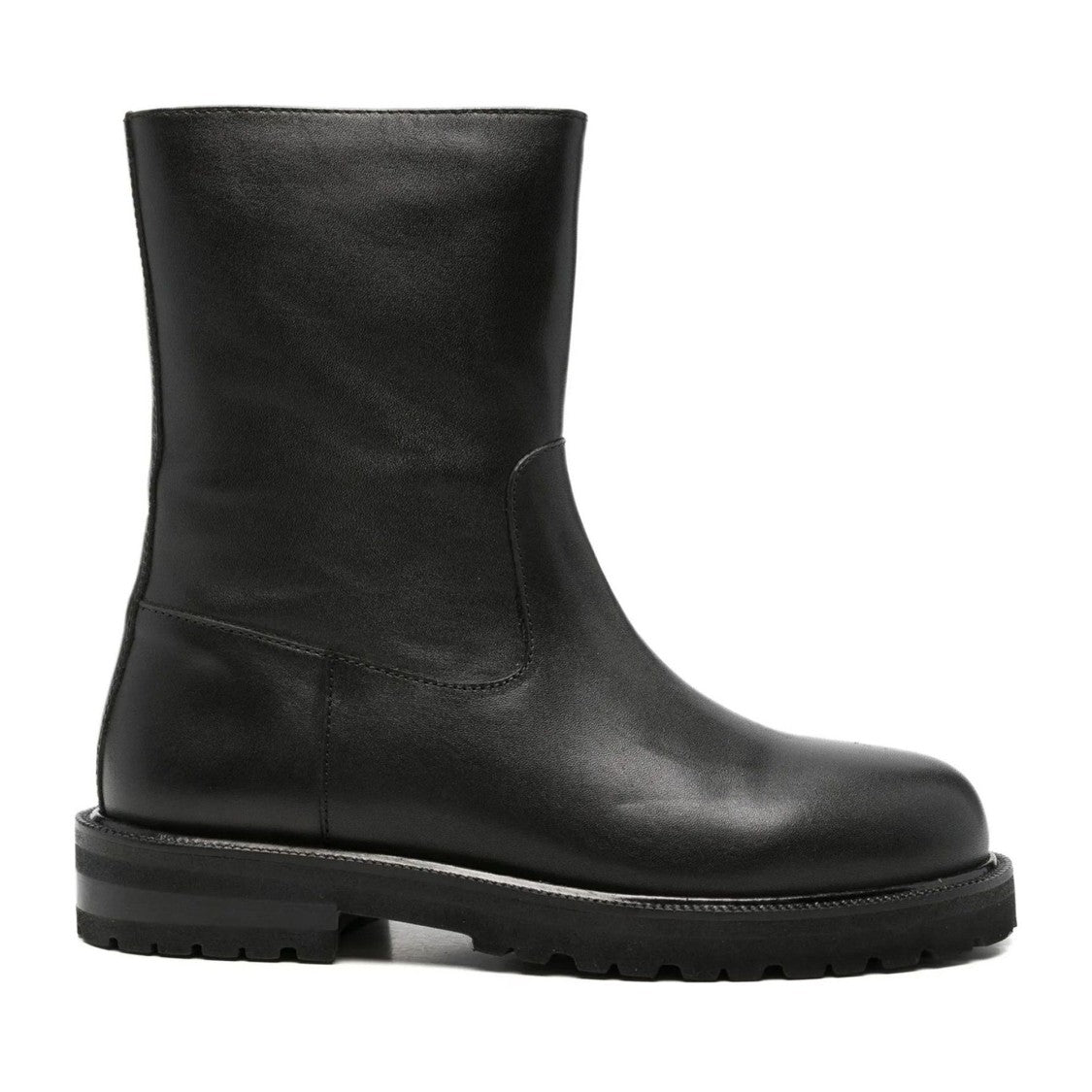 Adrianna Feretti Black Polished Side Zipper Leather Boots