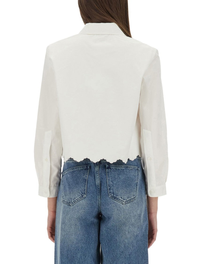 Patou Short Scalloped Poplin Shirt