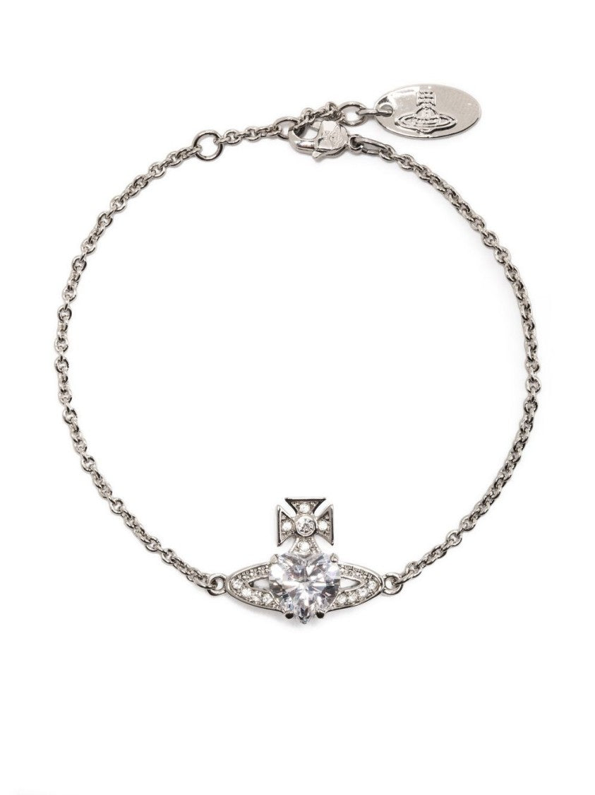 Vivienne Westwood Orb-Shaped Silver-Tone Chain Bracelet With Crystal Detailing