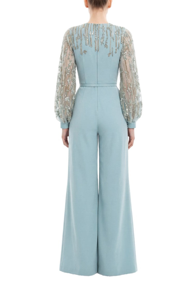 Saiid Kobeisy Crepe Beaded Jumpsuit