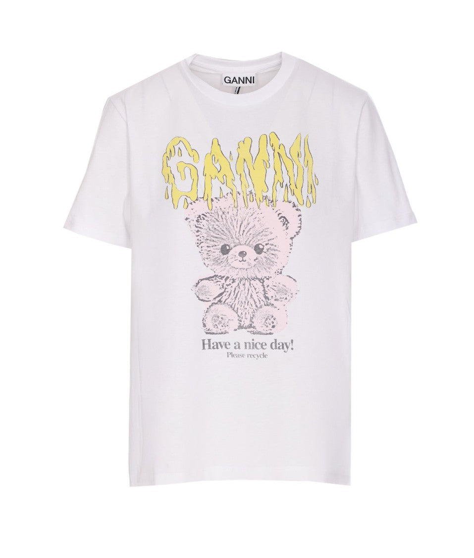 Ganni Basic Teddy T Shirt - Cotton - White