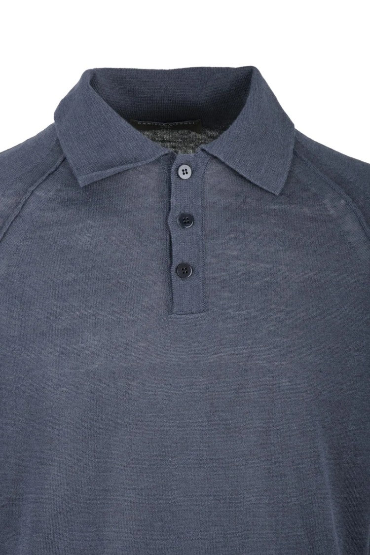 Daniele Fiesoli Grey Brushed Linen Cotton Knit Polo