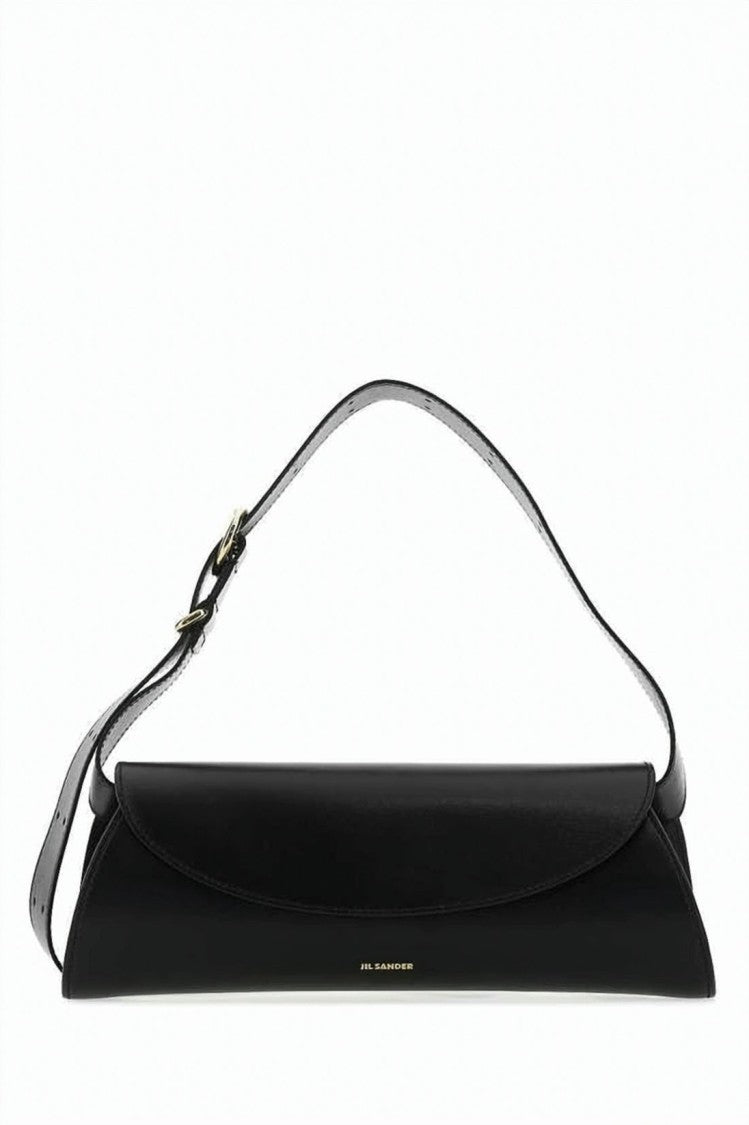 Jil Sander Curved Flap Shoulder Bag In Smooth Calf Leather