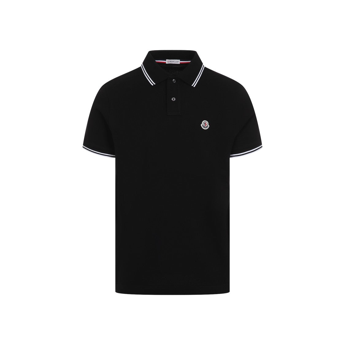 Moncler Classic Black Polo Shirt With Ribbed Collar
