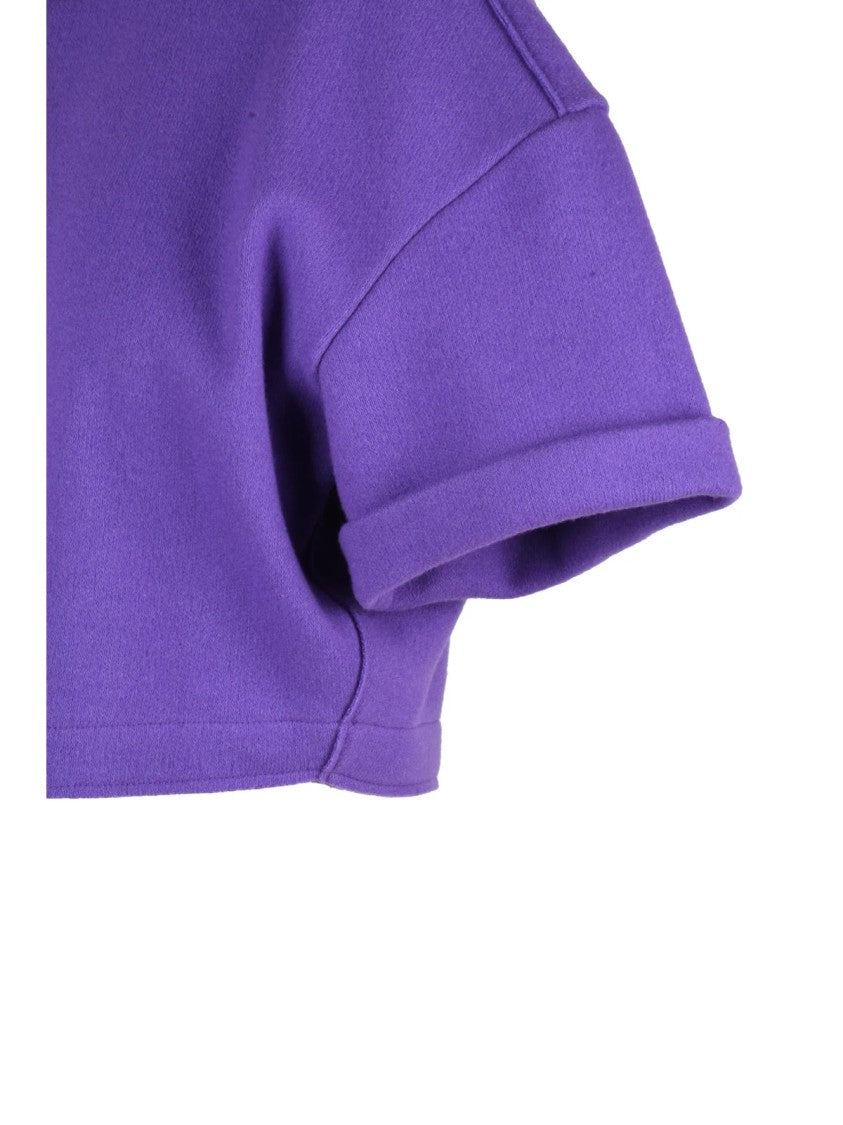 Niu Purple Virgin Wool-Blend Cropped Sweatshirt