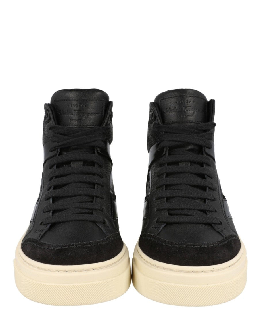 Ferragamo Cassio Leather High-Top Sneakers
