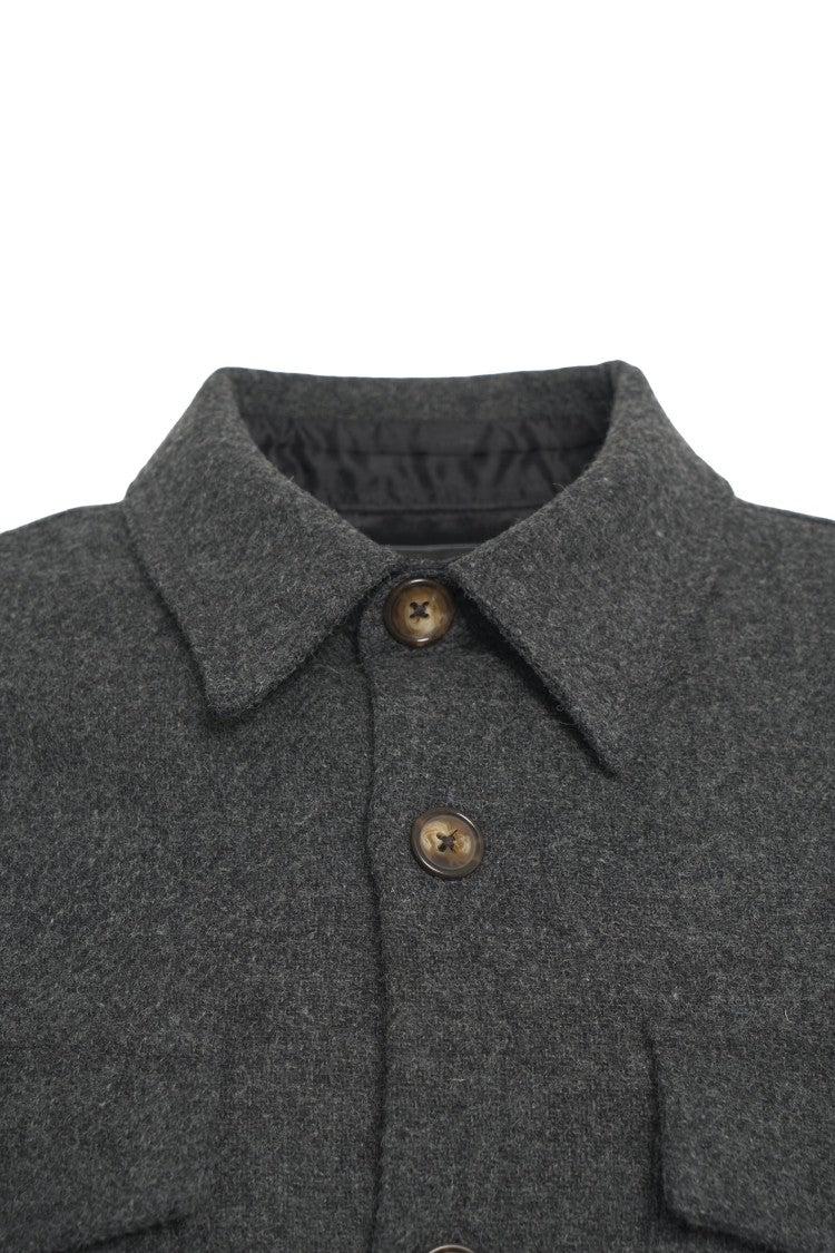 Portuguese Flannel Grey Flannel Overshirt With Classic Collar
