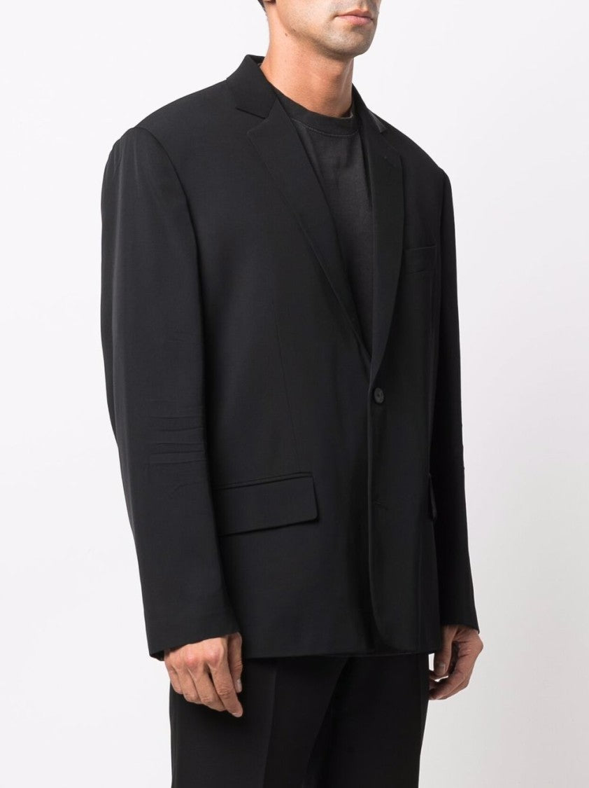 Balenciaga Fluid Viscose Gabardine Jacket With Notch Lapel And Button Detailing