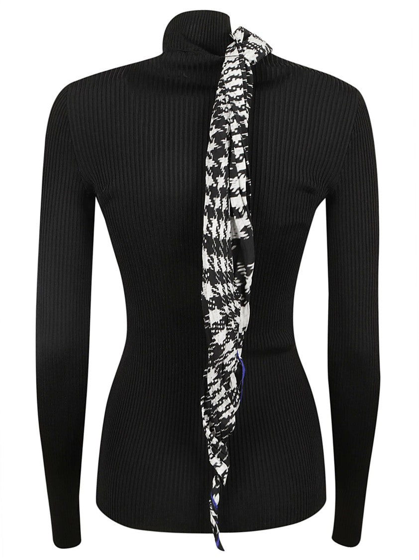 Burberry Ribbed Black Sweater With High Neck
