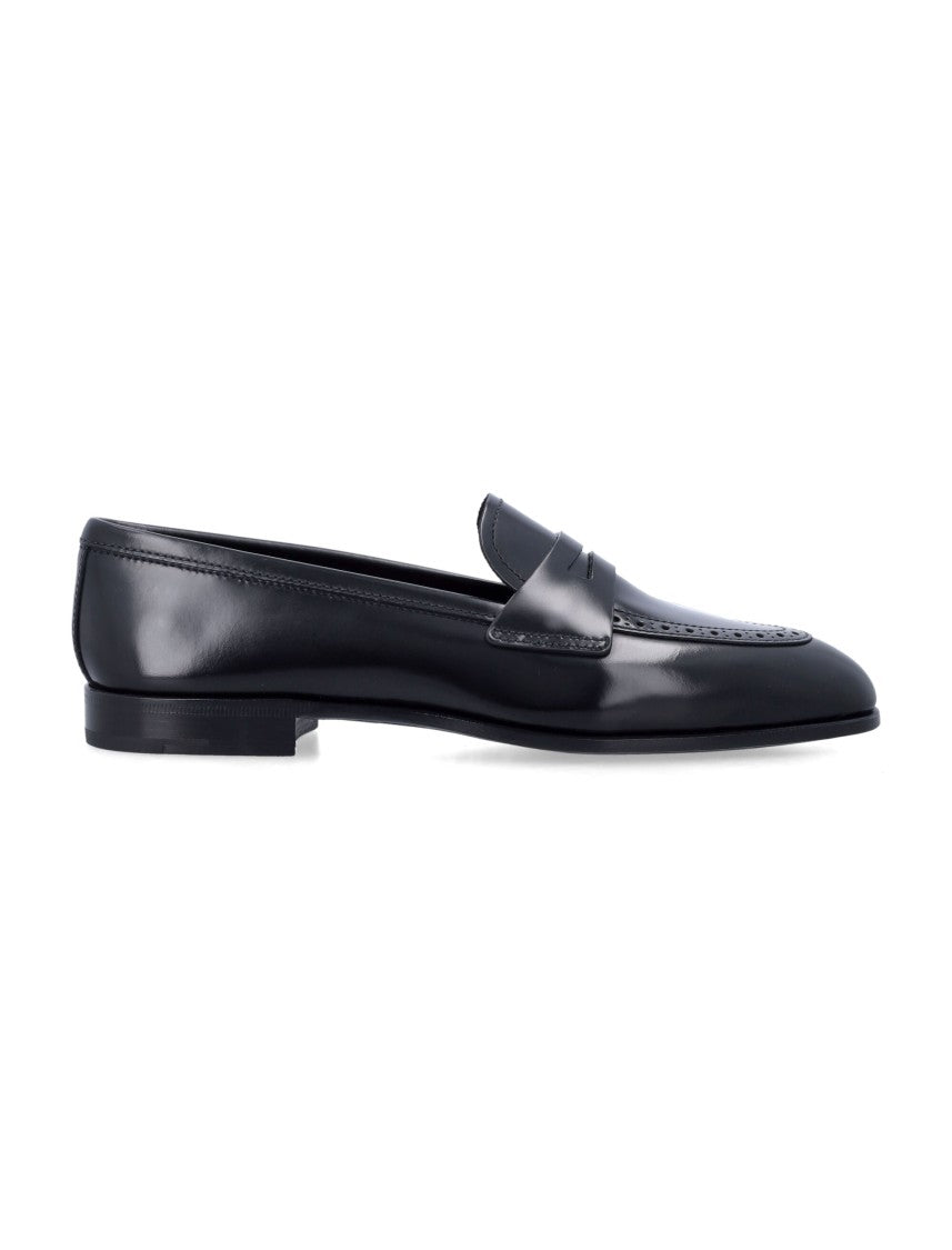 Church's Onyx Fume Leather Brogue Loafers