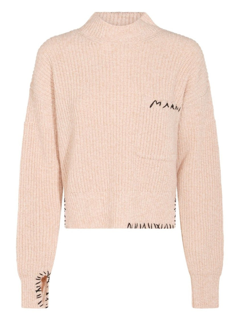 Marni Ribbed Knit Sweater With Balloon Sleeves