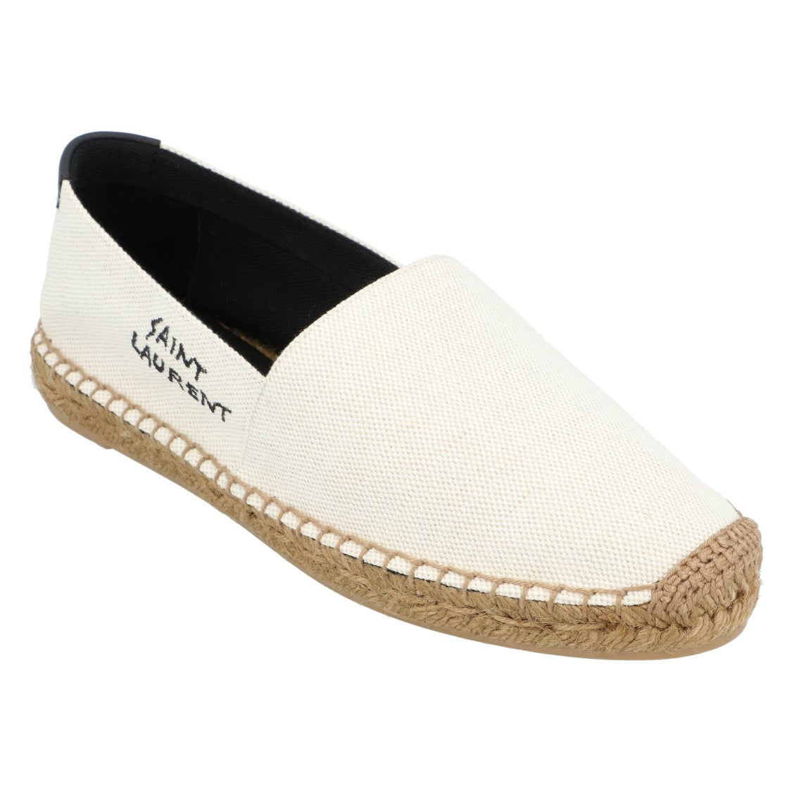 Saint Laurent Embroidered Espadrilles In Canvas Beige