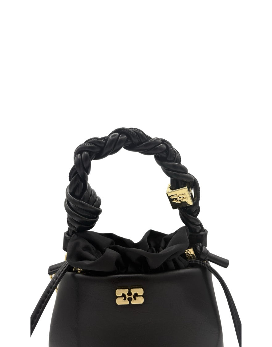 Ganni Mini Bucket Bag With Braided Handle And Drawstring Closure