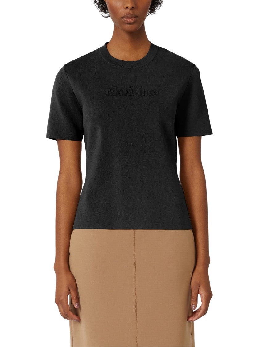 Max Mara Classic Crew Neck Black T-Shirt With Subtle Logo