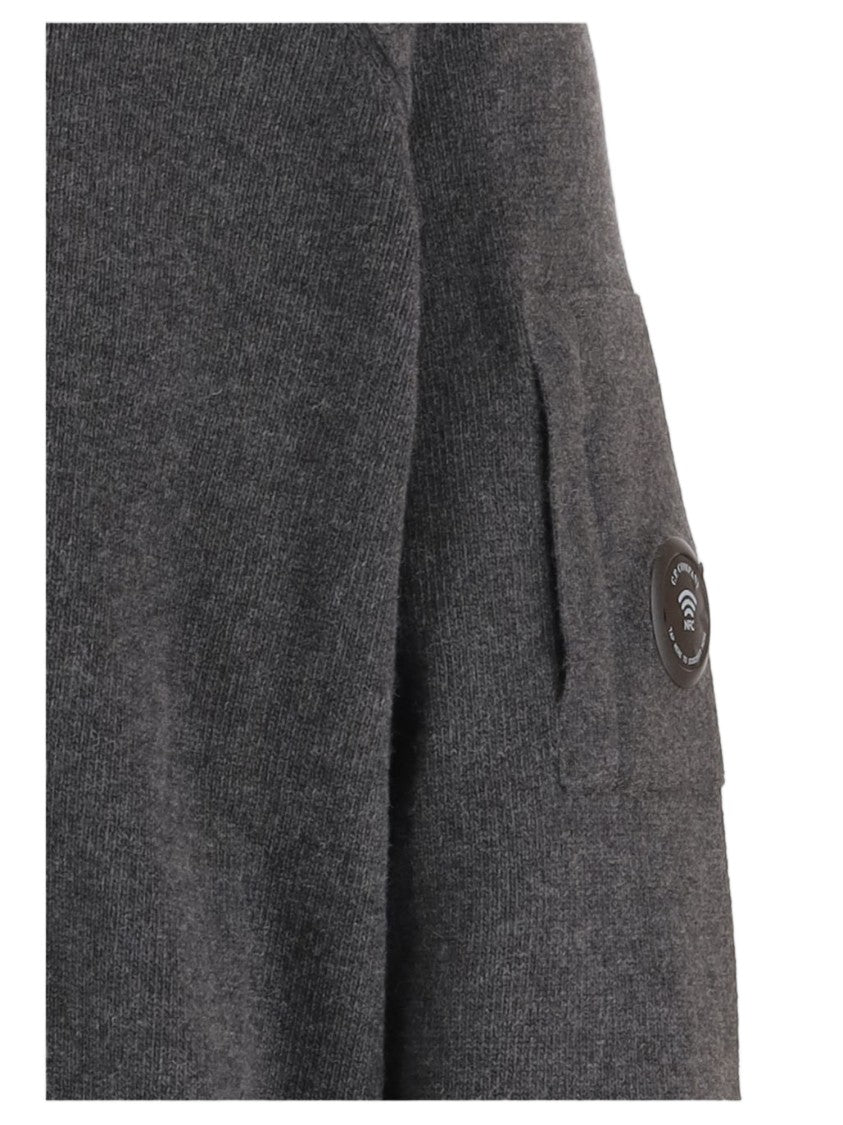 C.P. Company Dark Grey Wool-Blend Half-Zip Knit