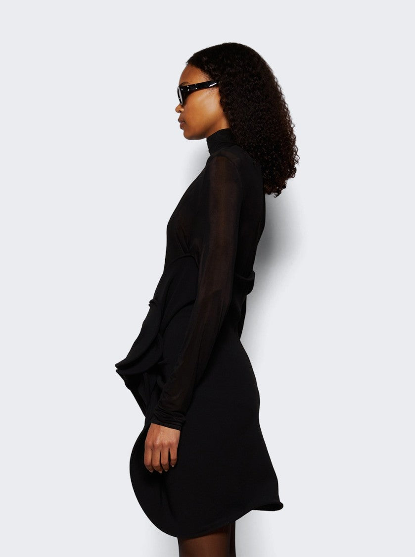 Magda Butrym Sculptural High-Neck Mini Dress Black