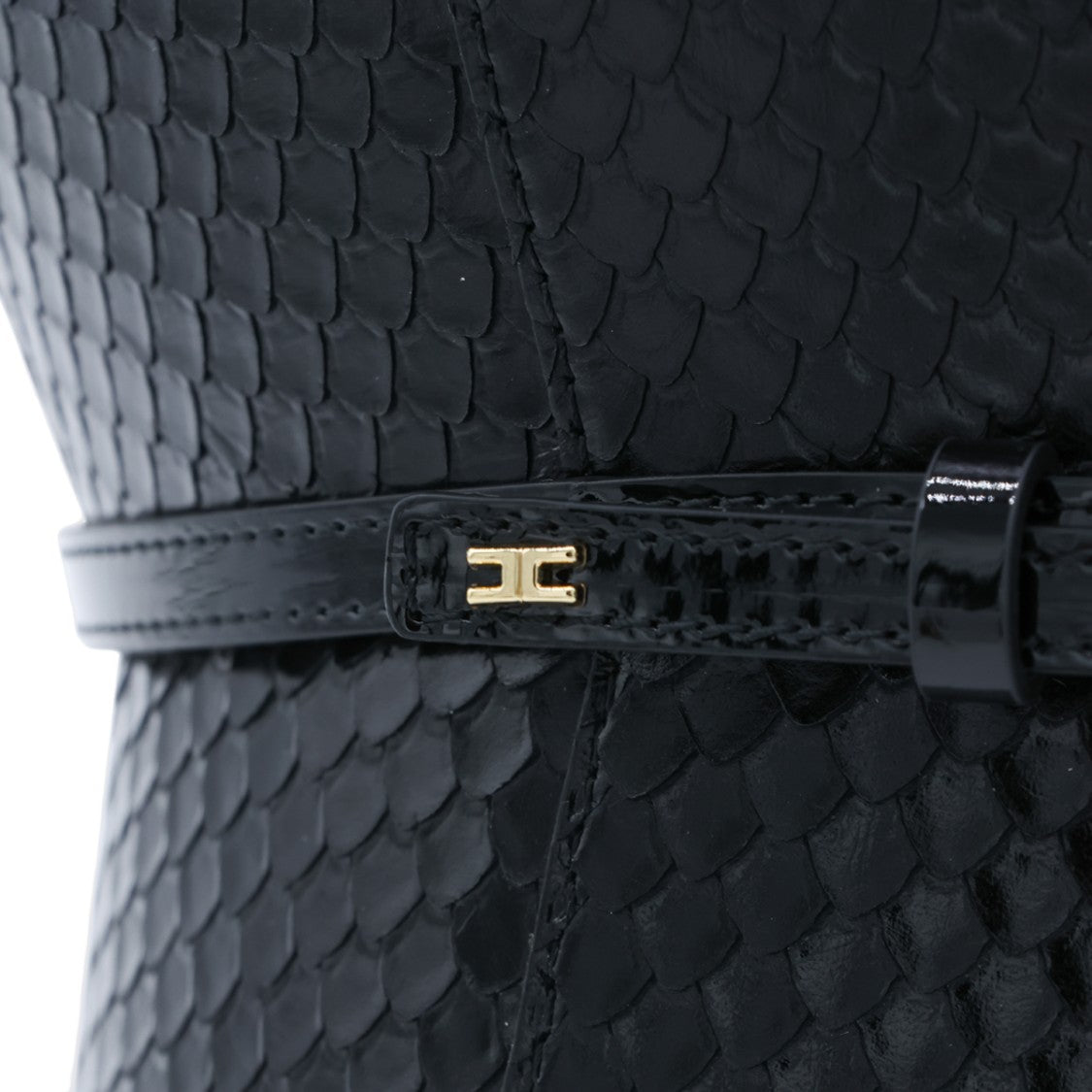 Elisabetta Franchi Black Scale-Pattern Belt