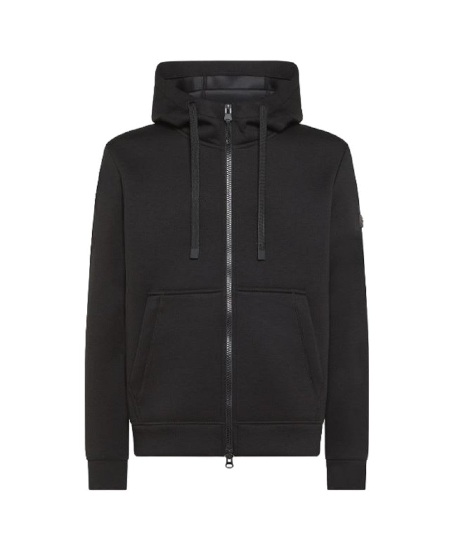 Peuterey Black Full-Zip Sweatshirt Hood Kangaroo Pocket