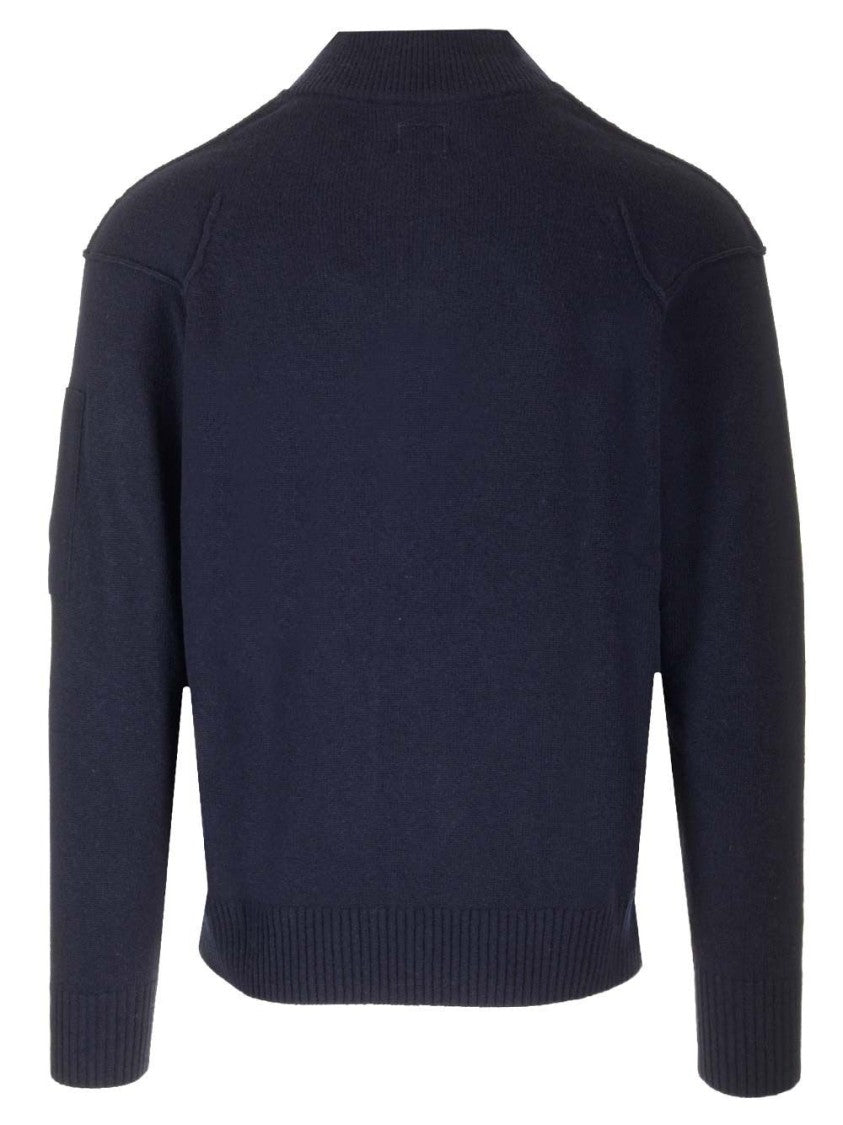 C.P. Company Half-Zip Turtleneck Sweater In Dark Tone