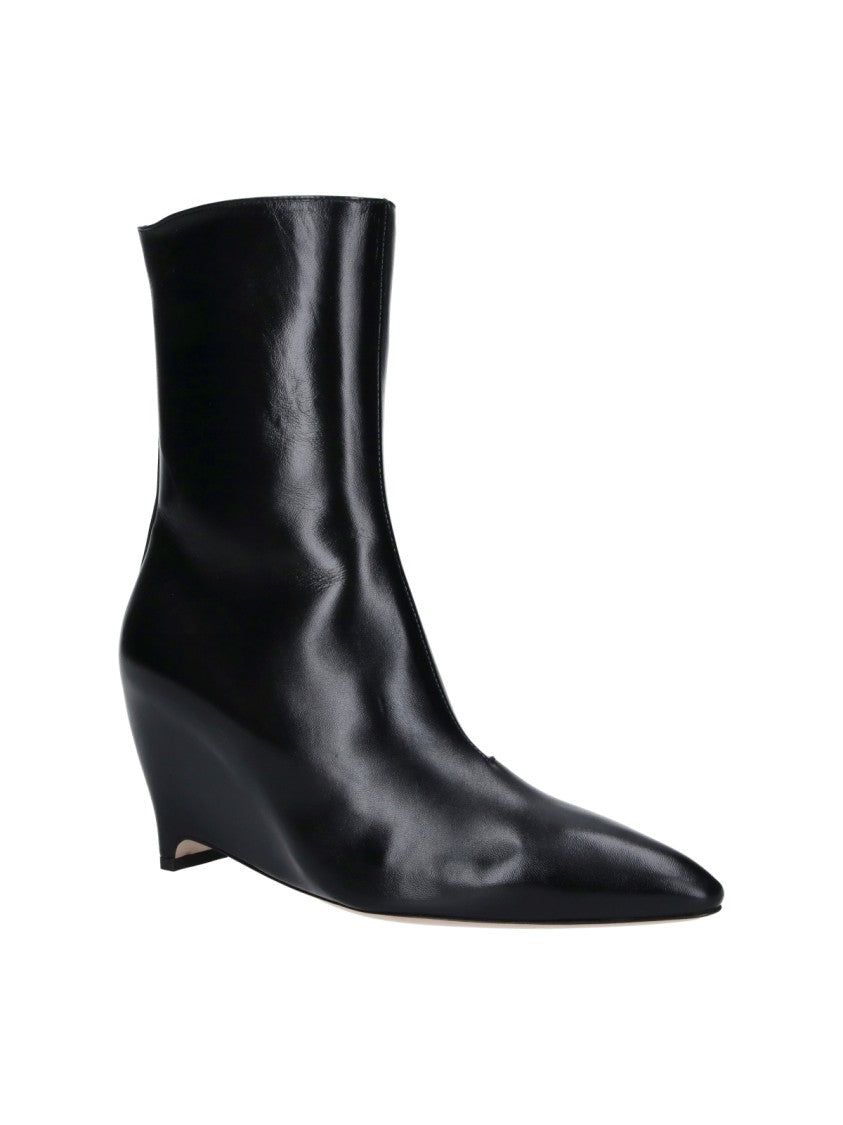 Maison Margiela Heel-Less Black Leather Ankle Boots With Pointed Toe