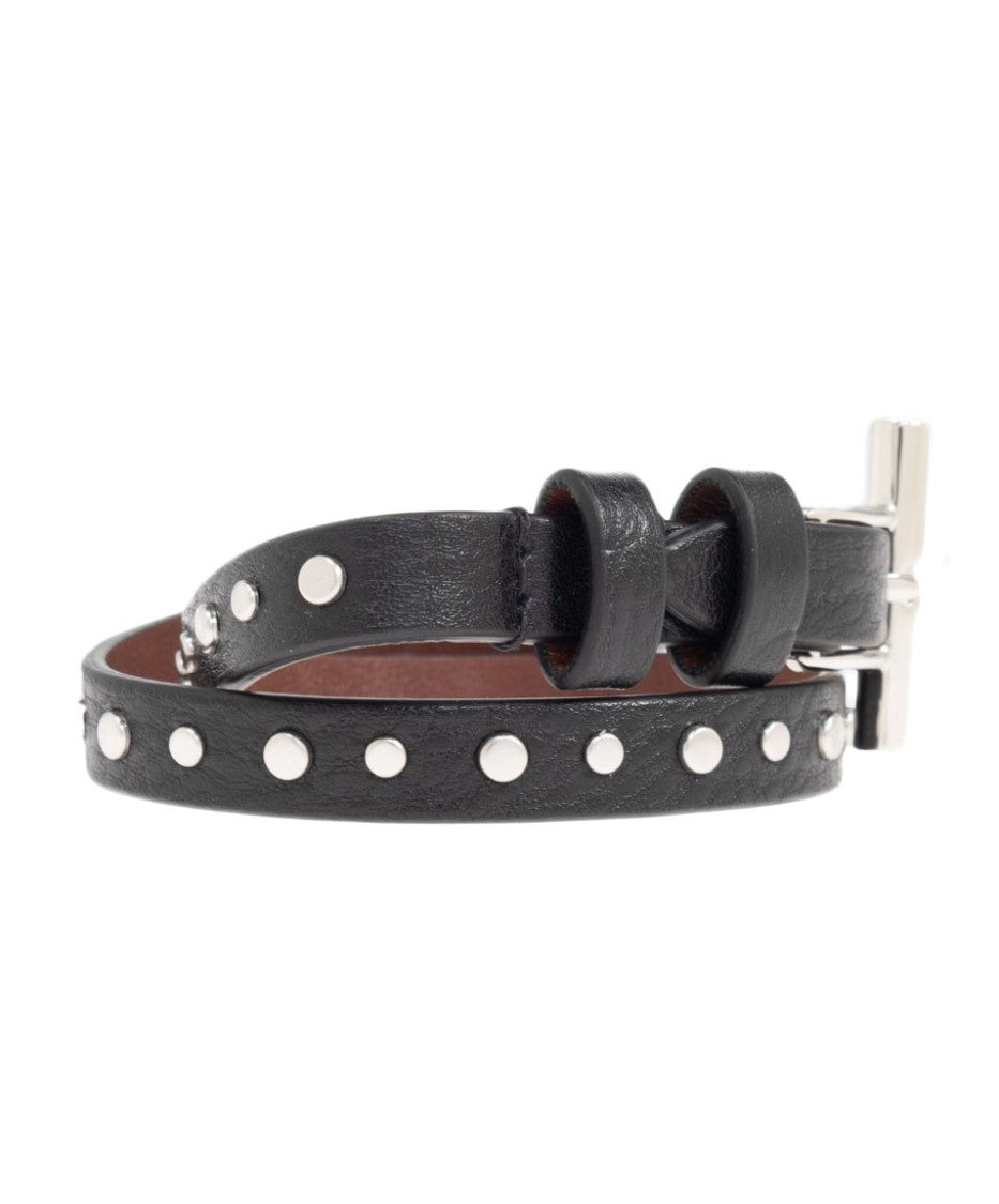 Alexander Mcqueen T-Bar Double Wrap Leather Bracelet
