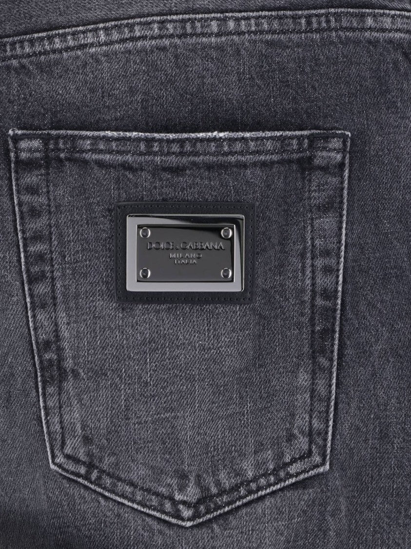 Dolce & Gabbana Black Slim-Fit Cotton Jeans