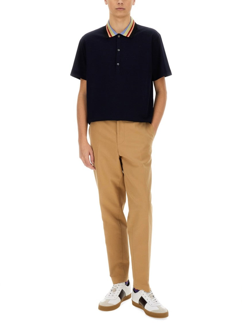 Paul Smith Relaxed Fit Cotton Polo With Striped Collar