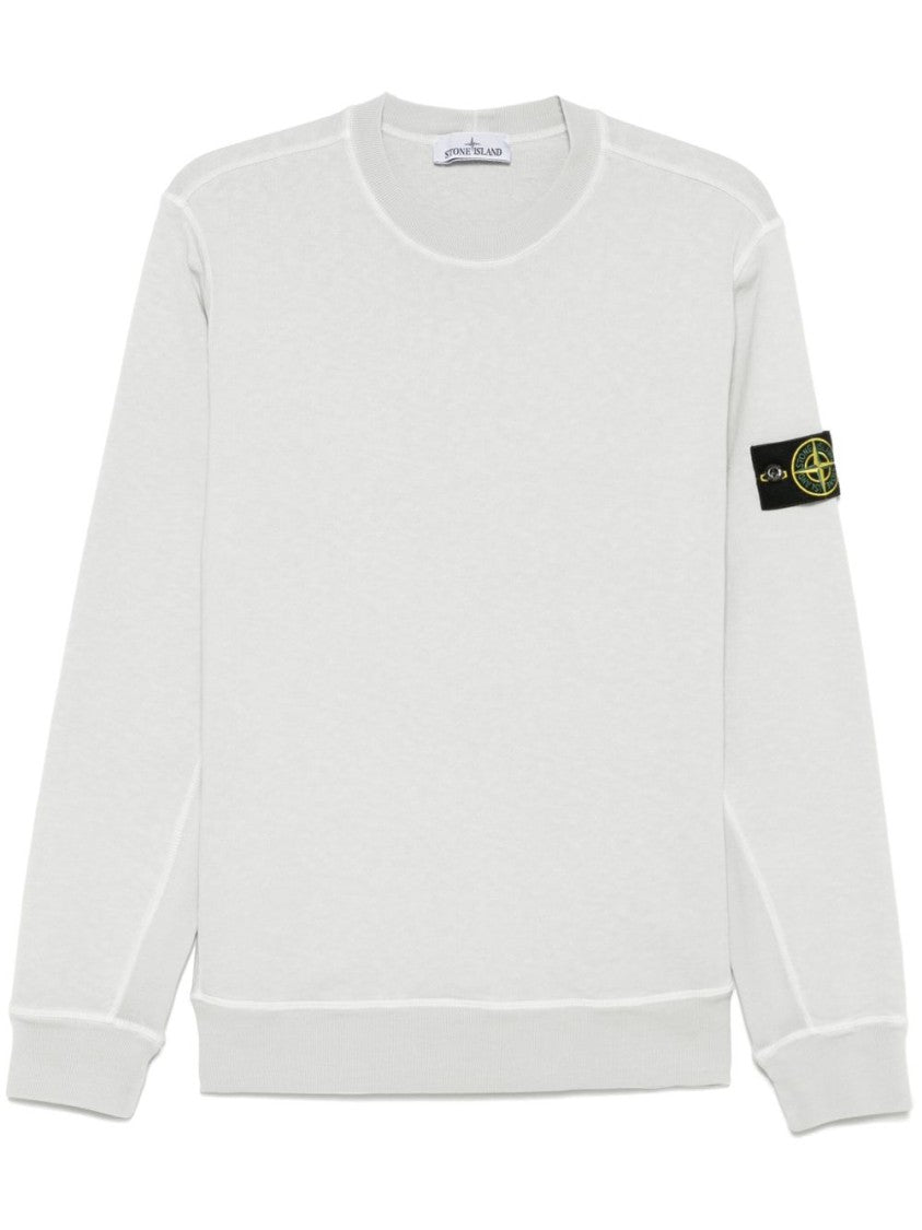Stone Island Grey Cotton Sweatshirt With Iconic Logo Patch