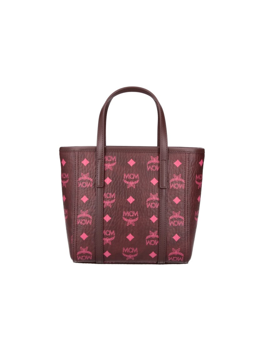 Mcm Brown Toni Mini Visetos Fabric Tote Bag