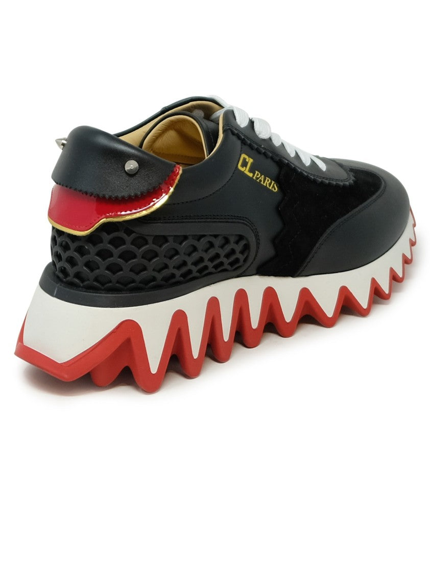 Christian Louboutin Black/Loubi Calf/Vv/Pat Loubishark Donna Flat Sneakers