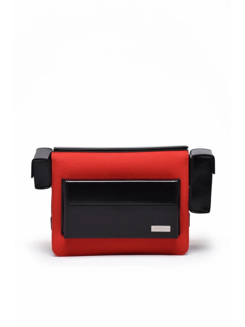 Ferragamo Nylon Shoulder Bag - Black/Red