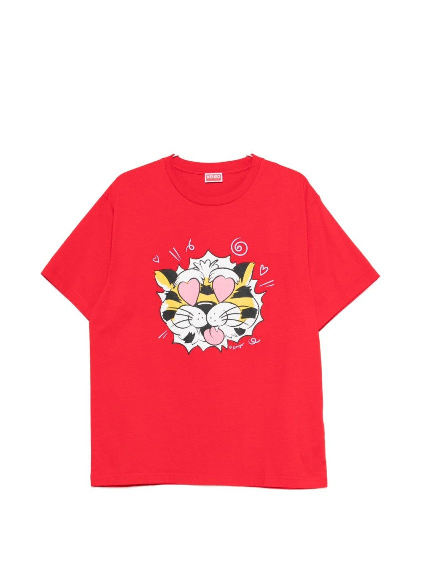 Kenzo Tiger Graphic Casual Silk Nylon T-Shirt