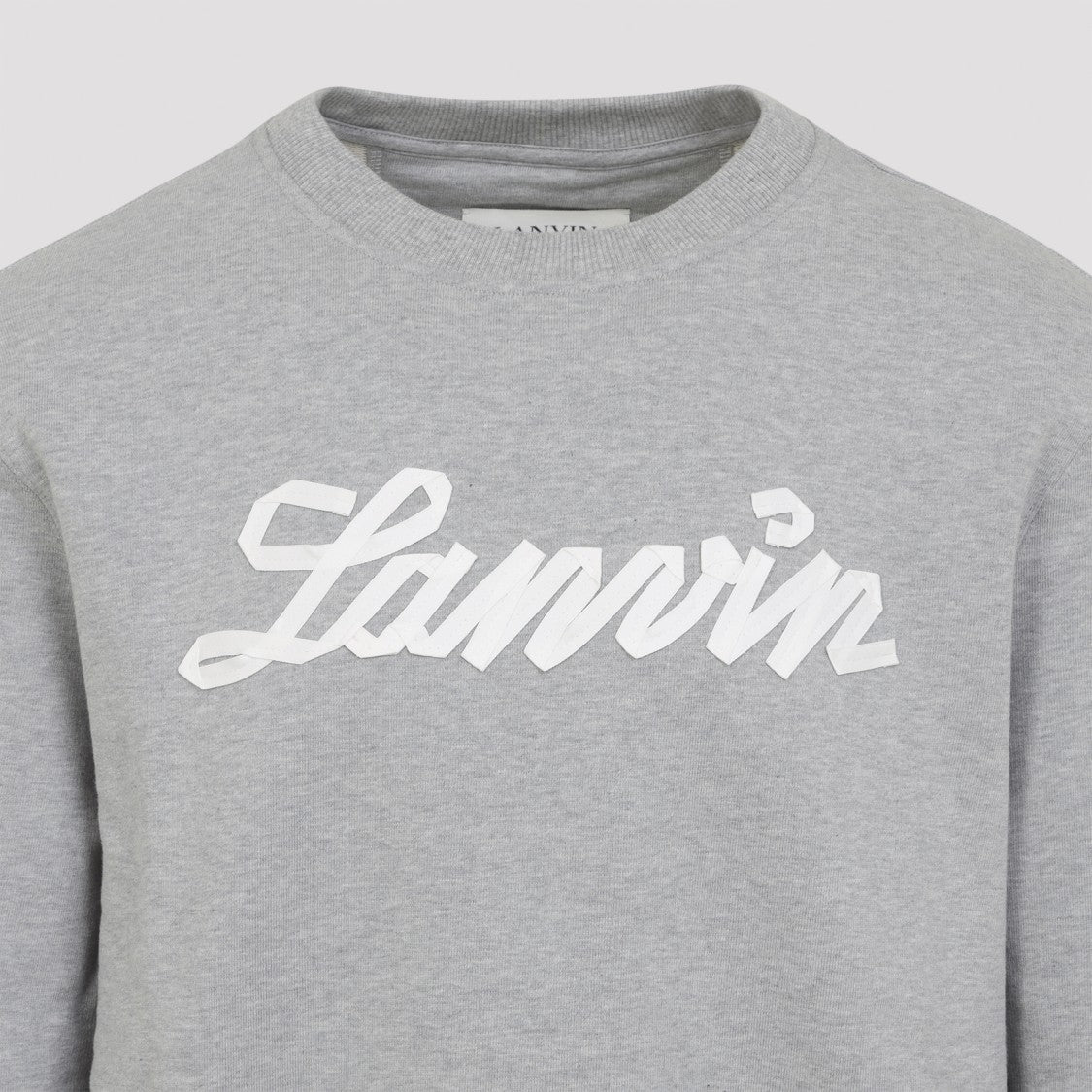 Lanvin Modern Fit Grey Cotton Sweatshirt With Script Logo